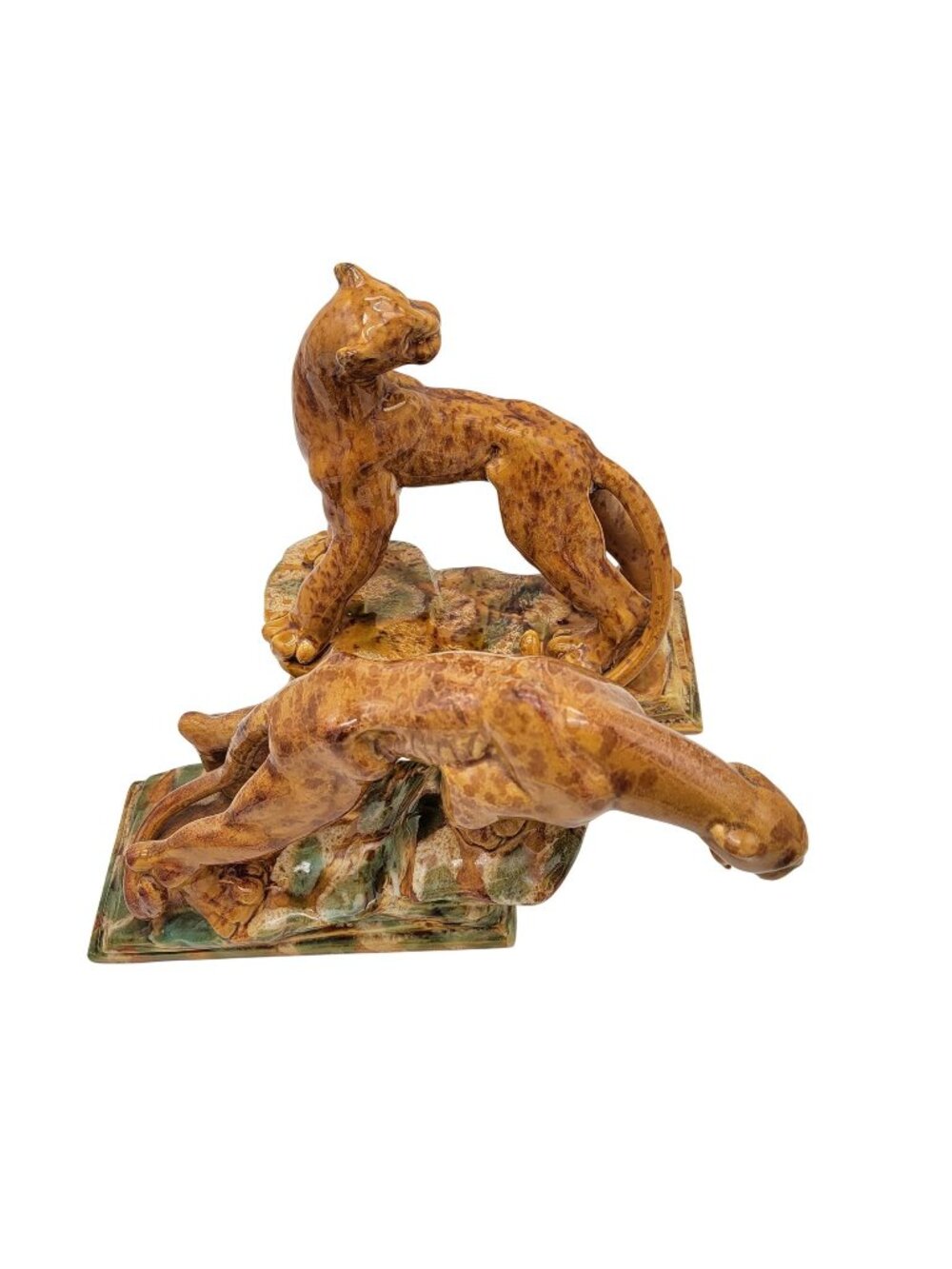 Royal Haeger Tiger Leopards and Planter Centerpiece
